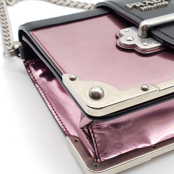 100% Authentic Prada Cahier Metallic Pink Shoulder Rare Bag - Picture 10 of 16